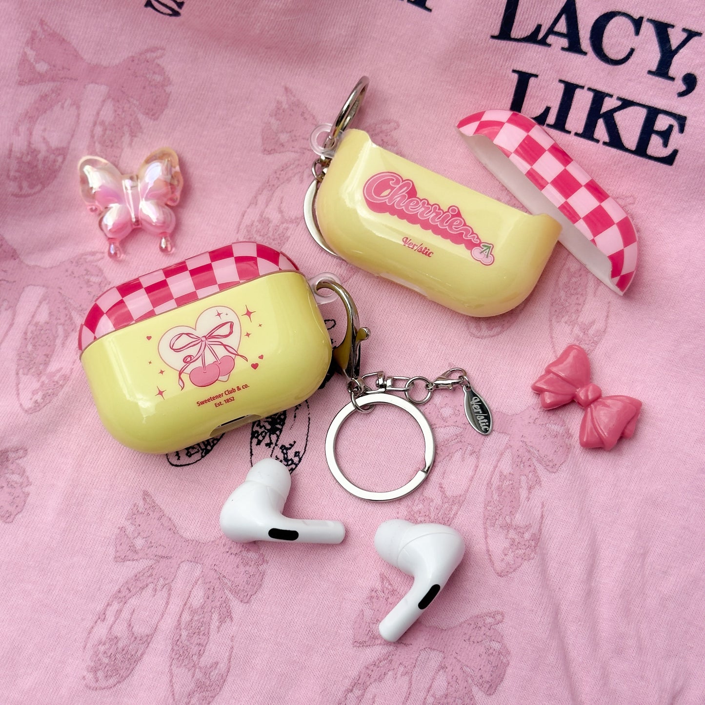 【Ribbon Cherrie】實色全包硬膠殼 AirPods Case